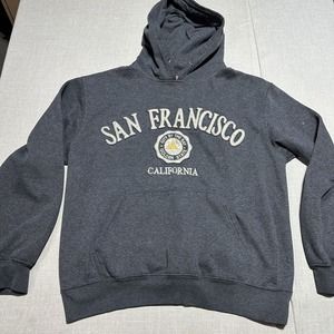 Vintage San Francisco California Mens Size Medium Gray Patch Embroidered Hoodie